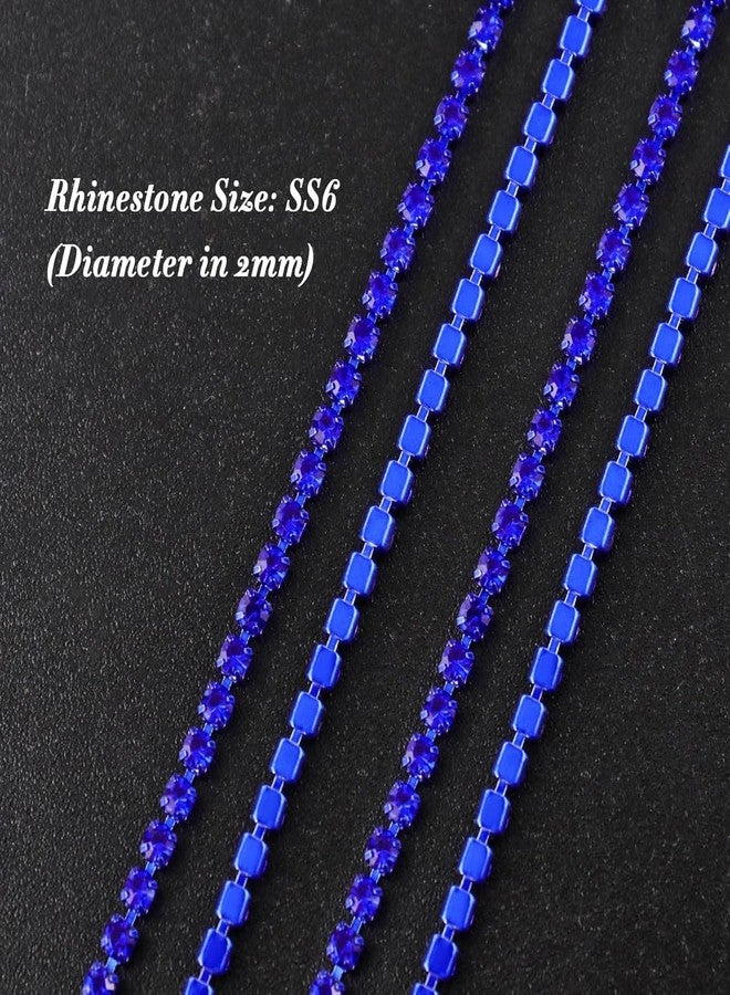 DeLush 1 Roll 10 Yards Rhinestone Chain - 2mm Crystal Close Cup Chain Trim, Sew-On Claw Rhinestones for DIY Crafts, Dresses, Jewelry Making, Decorations (Pack of 1) (Sapphire/Dark Blue) - Image 4